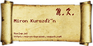Miron Kurszán névjegykártya